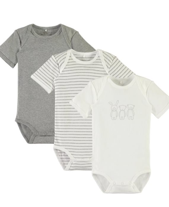 Pack 3 bodys m/c animales mini unisex de Name it